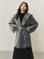 Women's Belted Robe-Style Double-Face Wool Coat