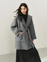 Women's Belted Robe-Style Double-Face Wool Coat