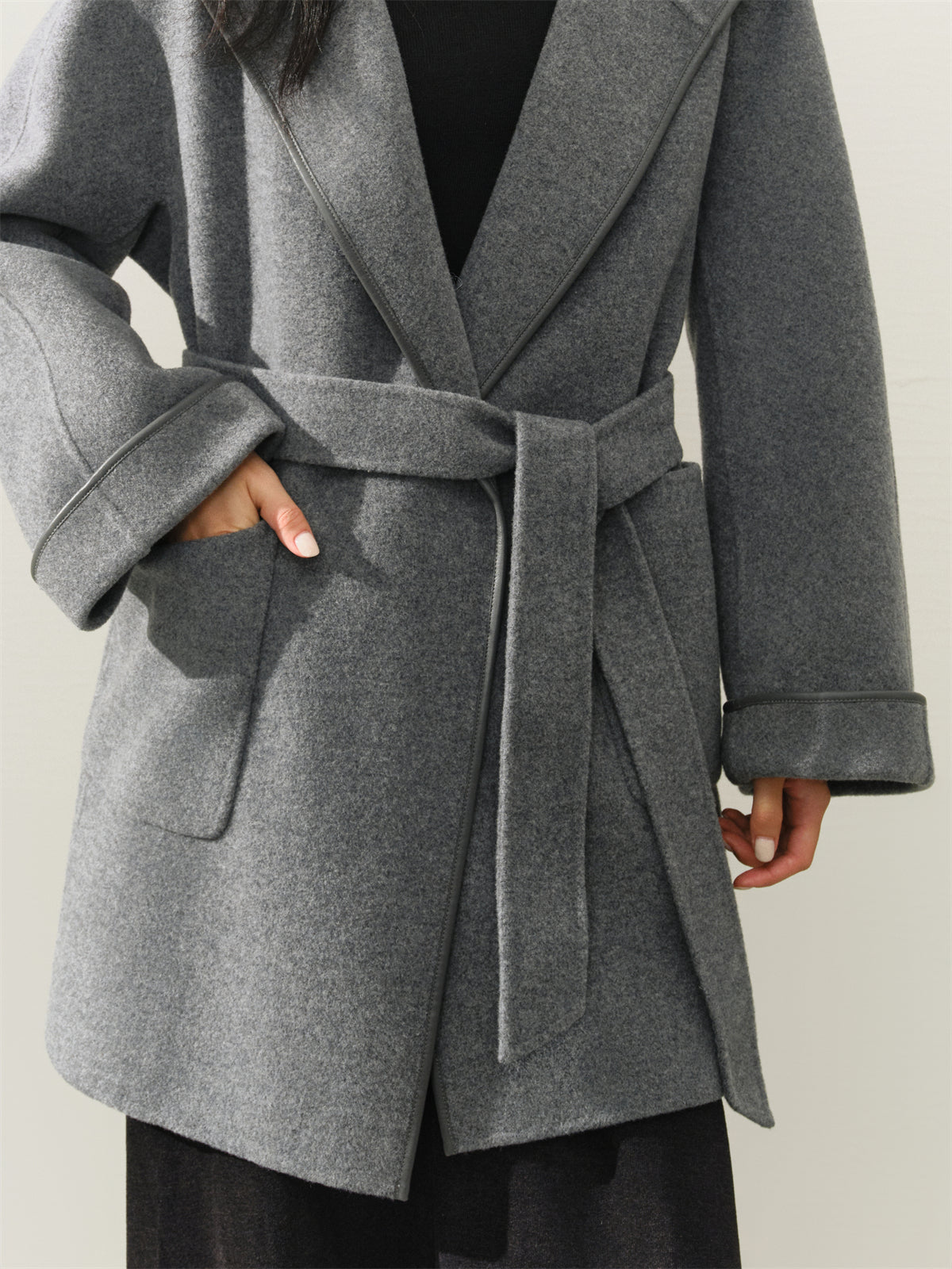 Women's Belted Robe-Style Double-Face Wool Coat