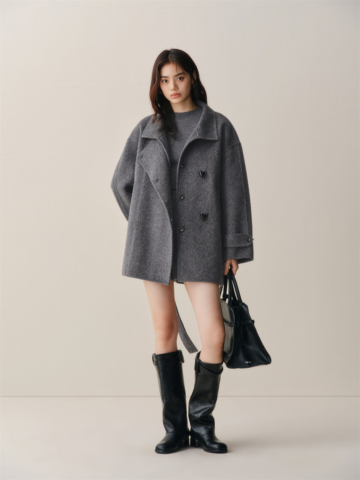 Women's Oversized Asymmetric Alpaca-Blend Coat