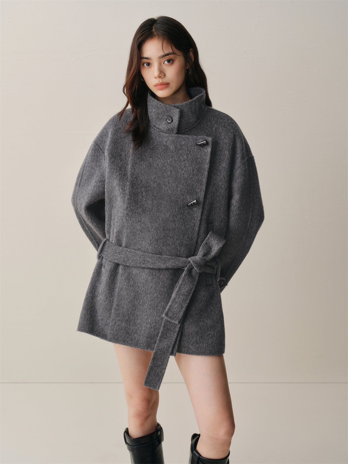Women's Oversized Asymmetric Alpaca-Blend Coat