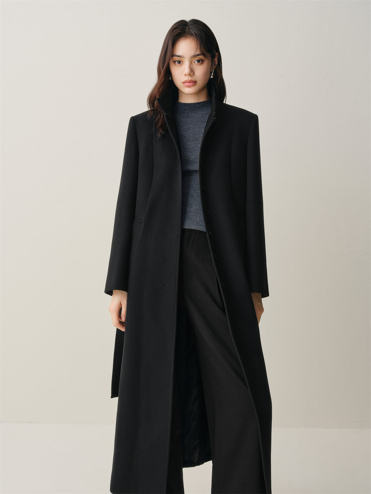 Women's Slim-Fit Straight Belted Cashmere Coat