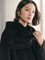 Women's Short Cashmere Coat with Scarf