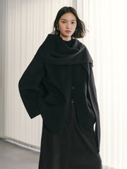 Women's Short Cashmere Coat with Scarf