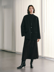 Women's Short Cashmere Coat with Scarf