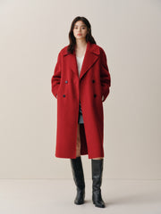 Women's Double-Breasted Belted Wool Coat