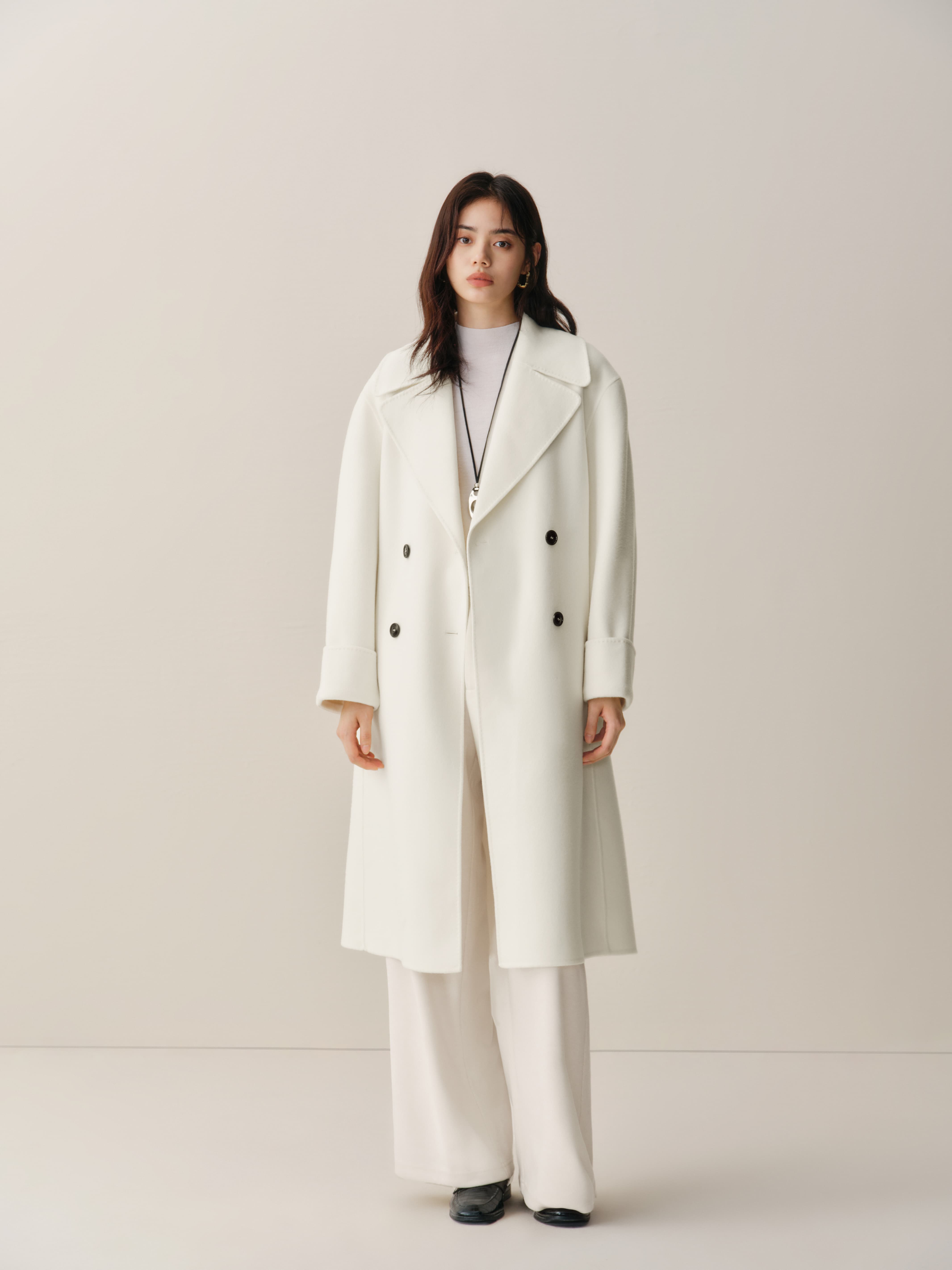 Women's Double-Breasted Belted Wool Coat