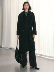 Women's Double-Breasted Belted Wool Coat