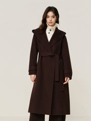 Women's Yak-Wool Blend Hooded Robe-Style Coat