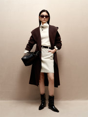 Women's Yak-Wool Blend Hooded Robe-Style Coat