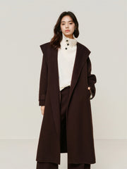 Women's Yak-Wool Blend Hooded Robe-Style Coat