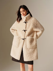 Women's Curly Wool Stand-Collar Coat