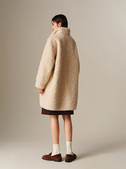 Women's Curly Wool Stand-Collar Coat