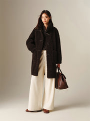 Women's Curly Wool Stand-Collar Coat
