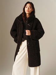 Women's Curly Wool Stand-Collar Coat
