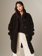 Women's Curly Wool Stand-Collar Coat