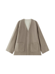 Women's Casual Wool-Silk Double-Face Reversible Coat