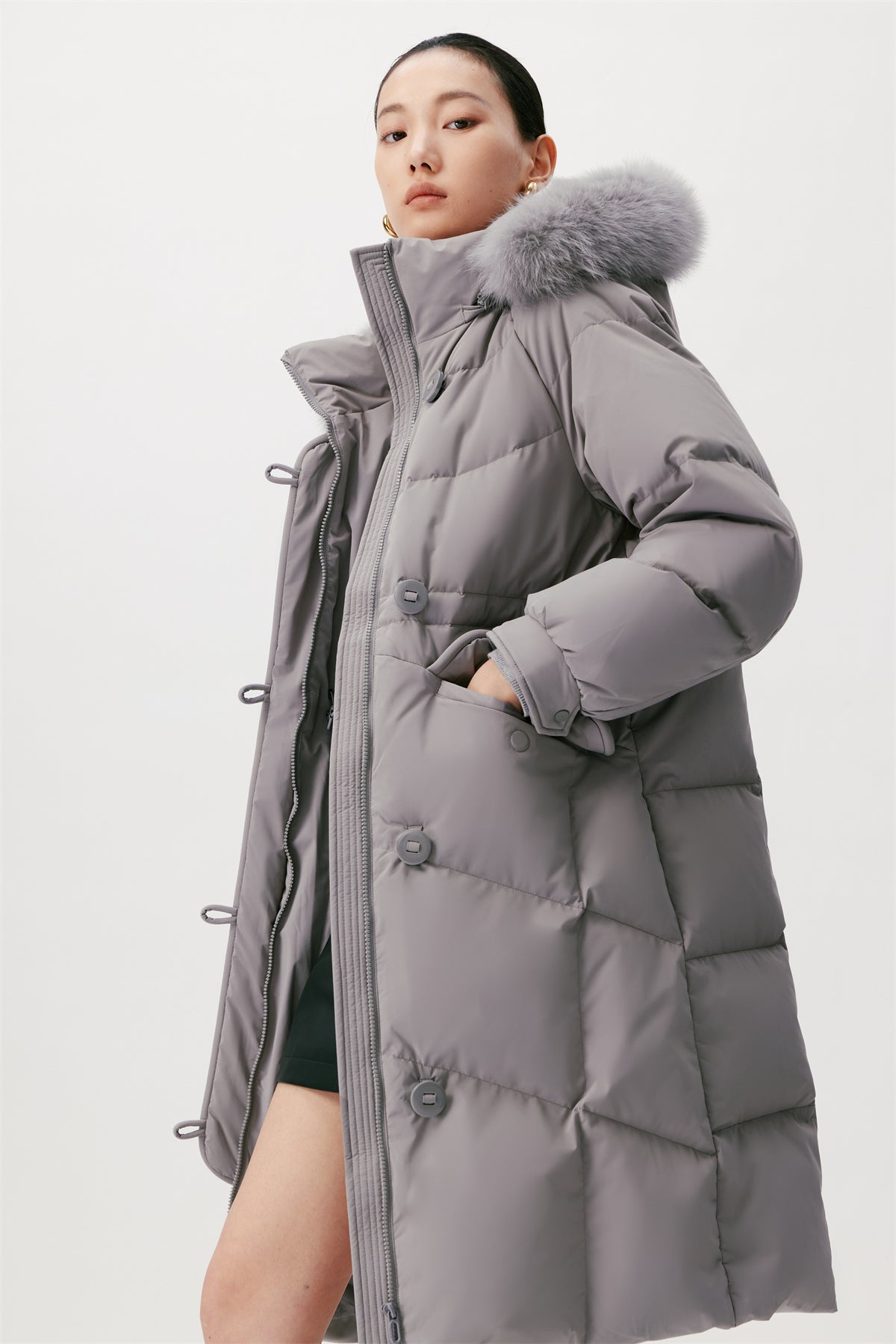 Women's Parka Down Coat With Fox Fur Collar