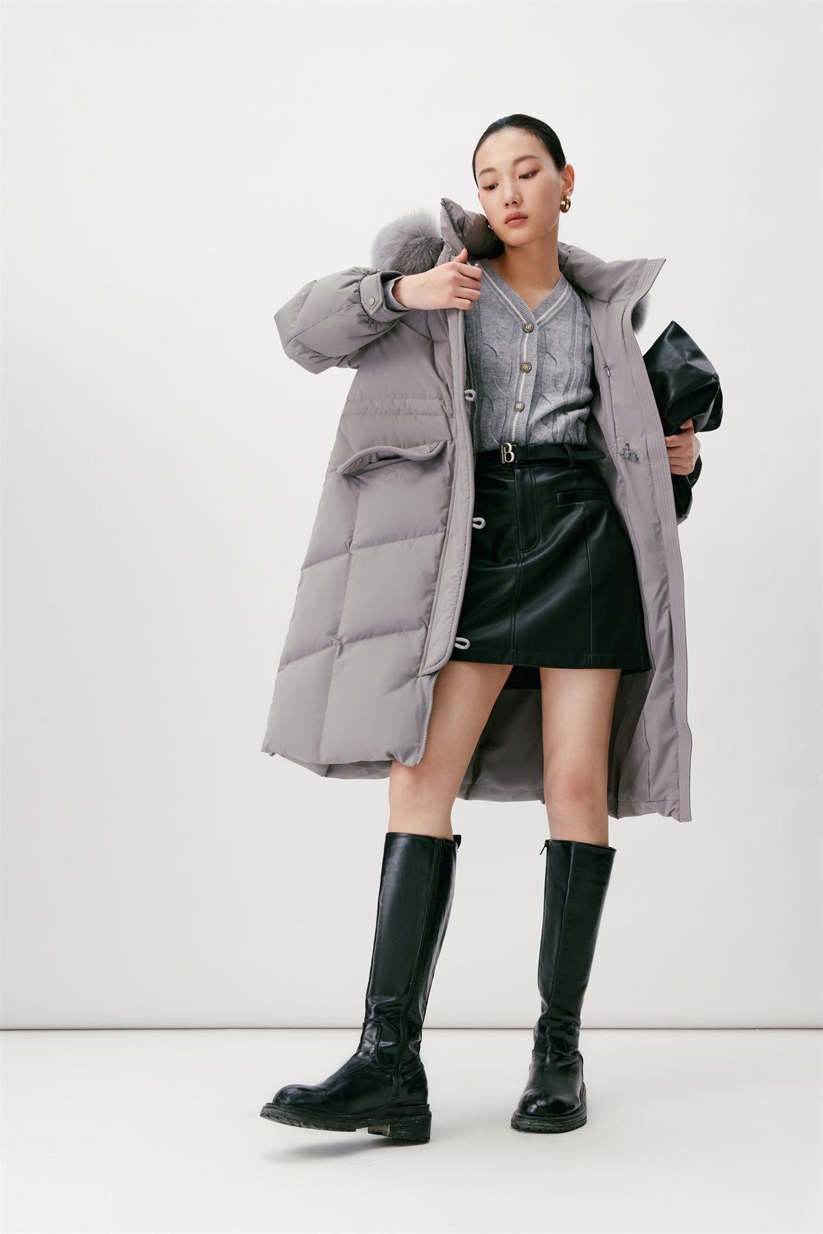 Women's Parka Down Coat With Fox Fur Collar