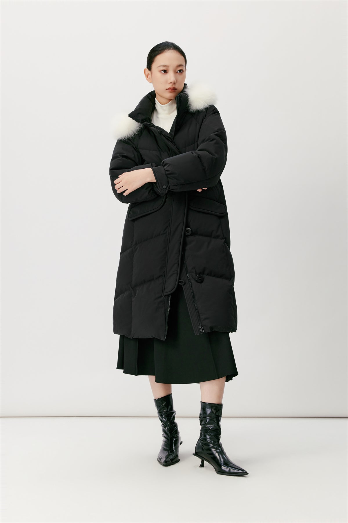 Women's Parka Down Coat With Fox Fur Collar