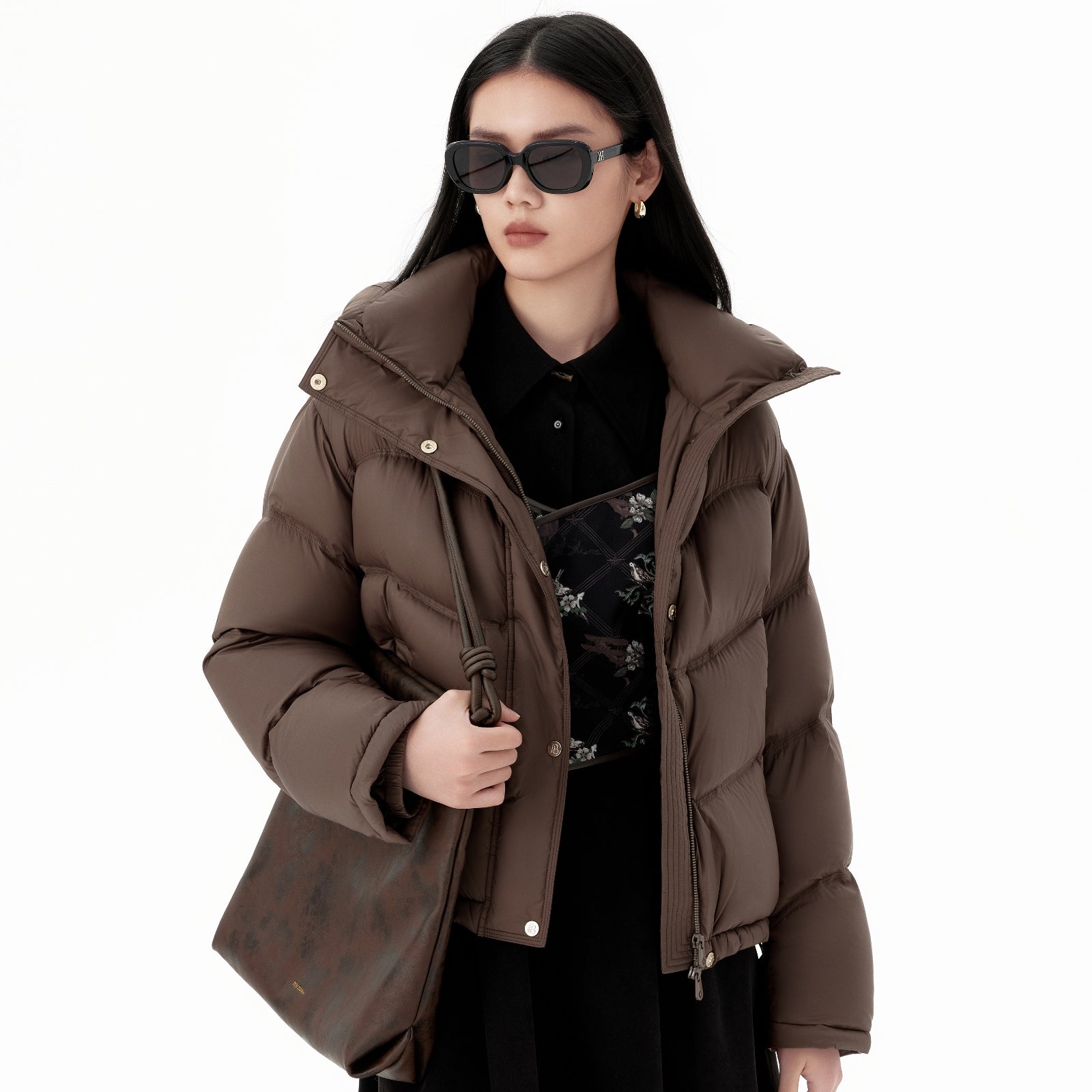 Women's Quilted Hooded Crop Puffer Jacket