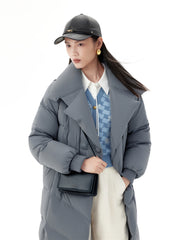 Women's Gray Extra Long Down Coat