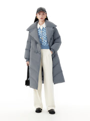 Women's Gray Extra Long Down Coat