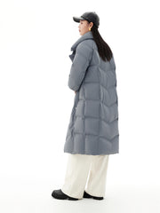 Women's Gray Extra Long Down Coat