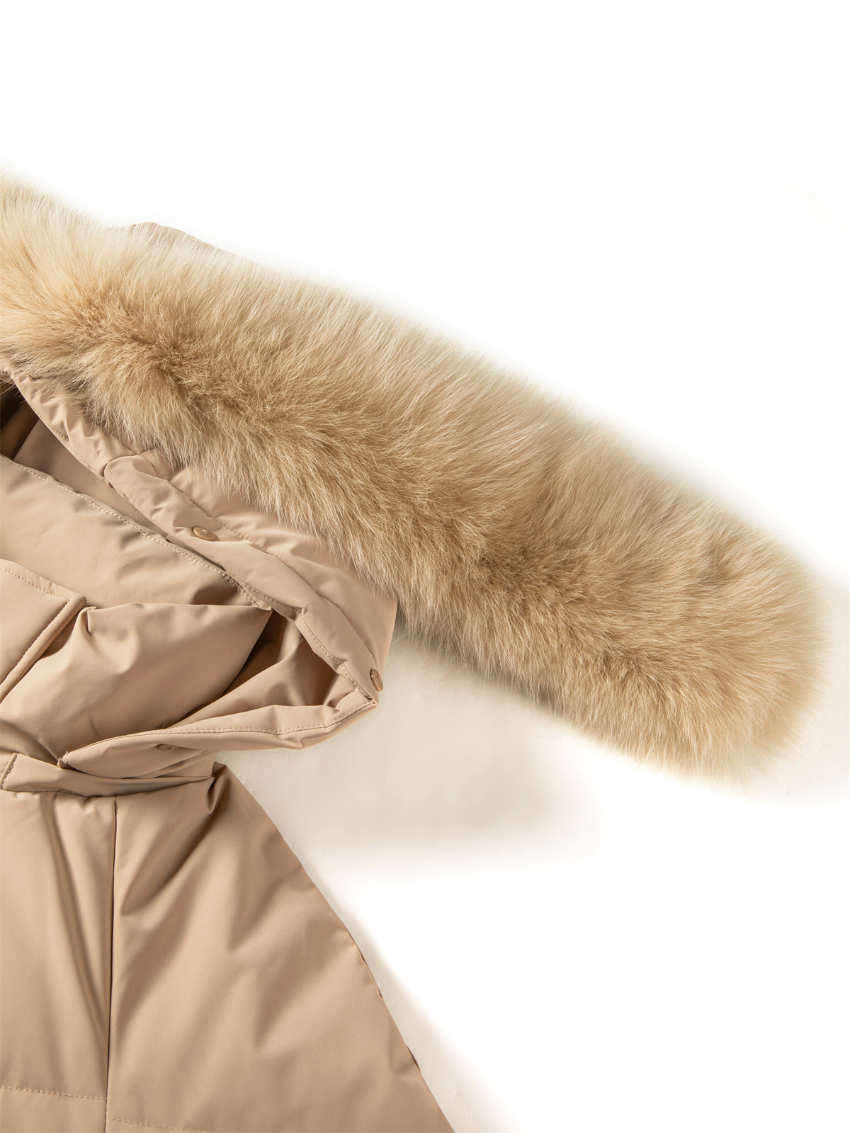 Women's Horn Button Parka Down Coat with Fox Fur Collar