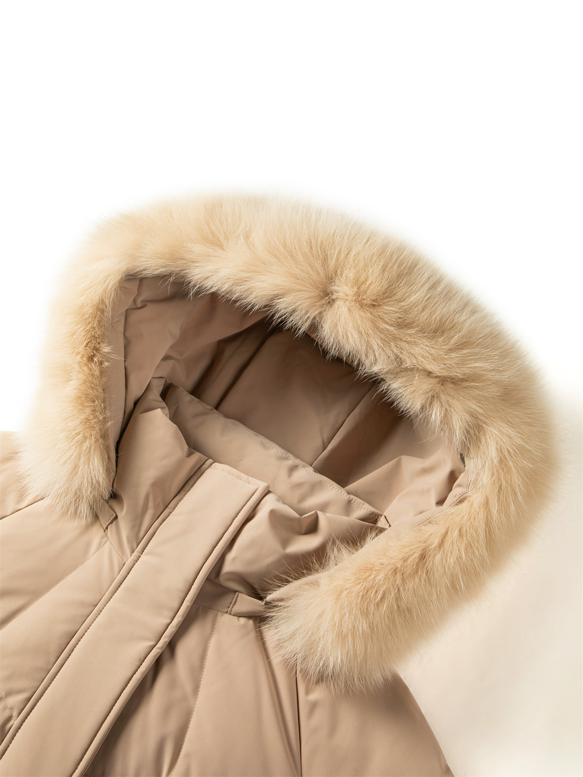 Women's Horn Button Parka Down Coat with Fox Fur Collar