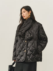 Women's Oversized Down Shirt with Detachable Scarf