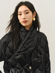 Women's Oversized Down Shirt with Detachable Scarf