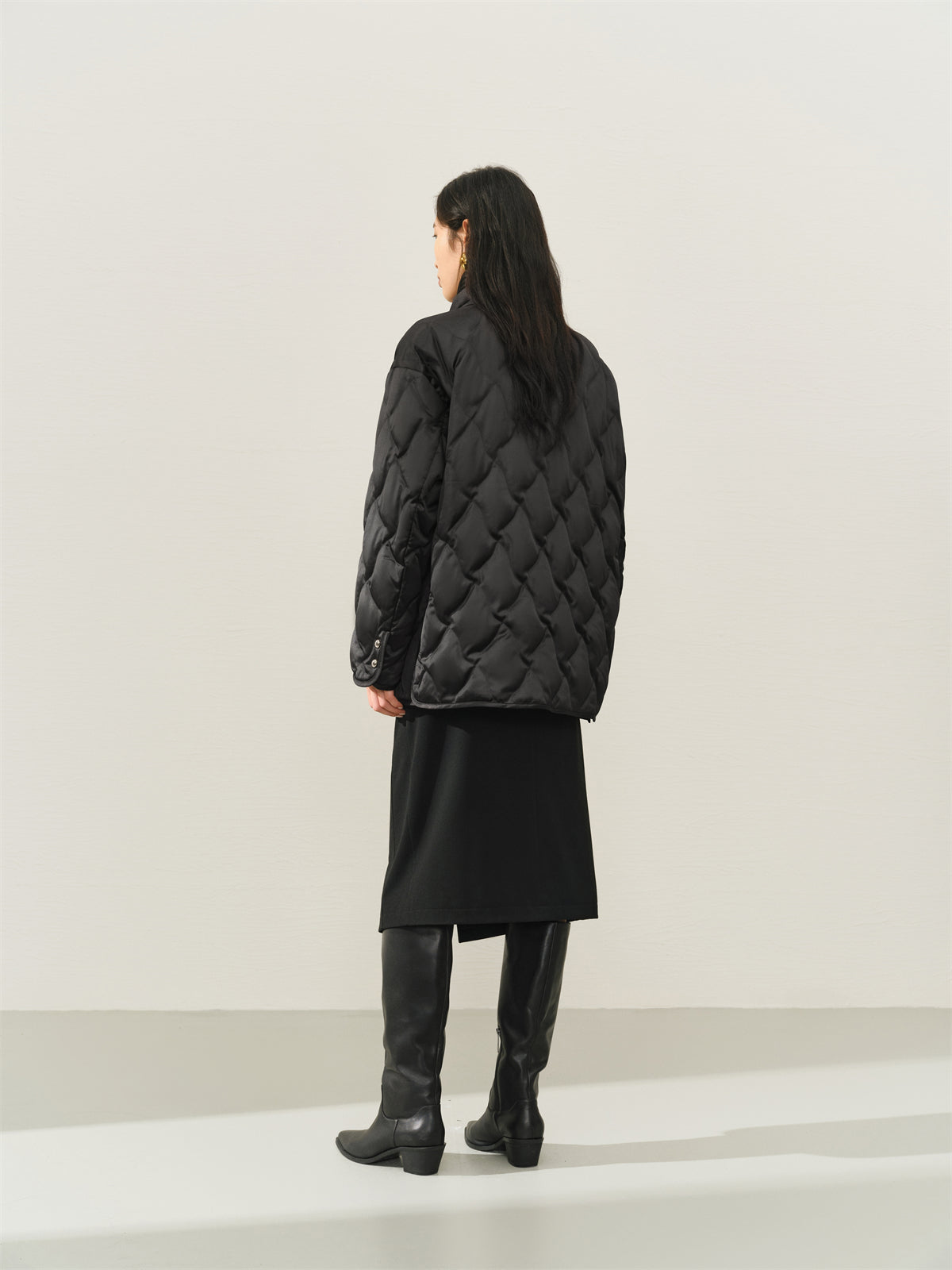 Women's Oversized Down Shirt with Detachable Scarf