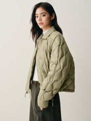 Women's Lightweight Puffer Jacket with Drawstring Hem