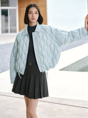 Women's Lightweight Puffer Jacket with Drawstring Hem