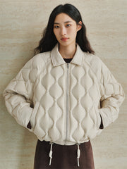 Women's Lightweight Puffer Jacket with Drawstring Hem