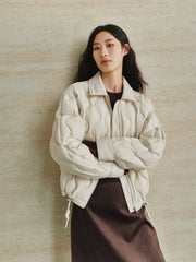 Women's Lightweight Puffer Jacket with Drawstring Hem