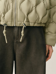 Women's Lightweight Puffer Jacket with Drawstring Hem