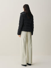 Women's Short Slim-Fit Down Jacket with Layered-Look Collar