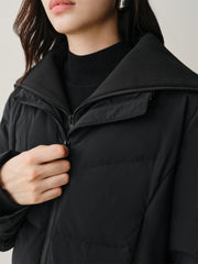 Women's Short Slim-Fit Down Jacket with Layered-Look Collar