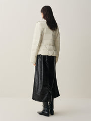 Women's Short Slim-Fit Down Jacket with Layered-Look Collar