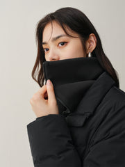 Women's Short Slim-Fit Down Jacket with Layered-Look Collar