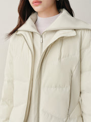 Women's Short Slim-Fit Down Jacket with Layered-Look Collar