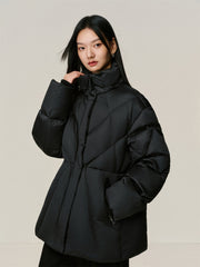 Women's Diamond-Quilted Drawstring Puffer Jacket