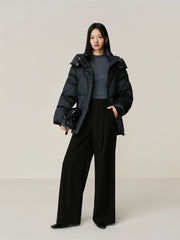 Women's Diamond-Quilted Drawstring Puffer Jacket