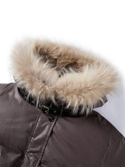 Women's Down Jacket with Detachable Raccoon Fur Collar