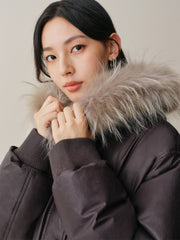 Women's Down Jacket with Detachable Raccoon Fur Collar
