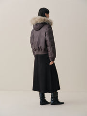 Women's Down Jacket with Detachable Raccoon Fur Collar