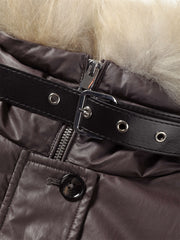 Women's Down Jacket with Detachable Raccoon Fur Collar