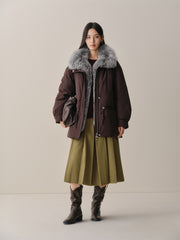 Women's Down Parka with Fox Fur Collar